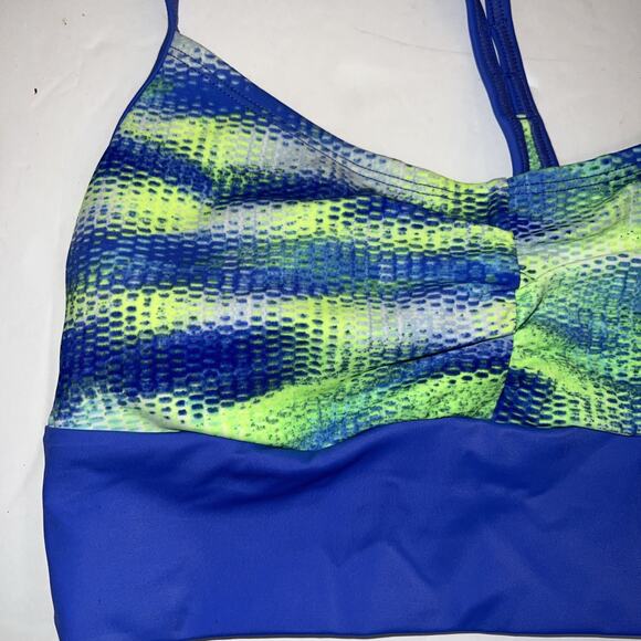 Nike Swim Top NESS57228 Size M Blue Volt Neon Yellow Bikini Sport Bra NWT - Picture 3 of 14